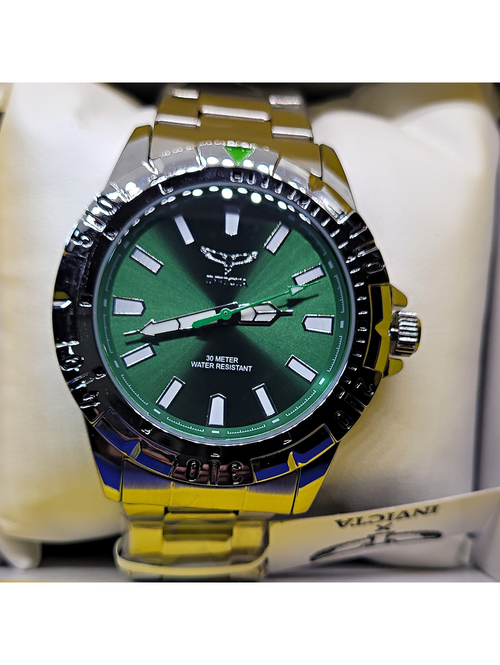 594 Invicta VediJani Men's 42mm Green Dial Analog Quartz SS Bracelet Watch